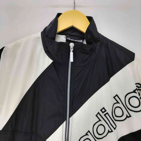 アディダス adidas 90S 万国旗 刺繍 タグ バイカラー スイッチング ストライプライン ナイロン トラック ブルゾン ジャケット メンズ import:M