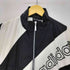 アディダス adidas 90S 万国旗 刺繍 タグ バイカラー スイッチング ストライプライン ナイロン トラック ブルゾン ジャケット メンズ import:M