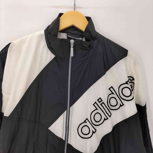 アディダス adidas 90S 万国旗 刺繍 タグ バイカラー スイッチング ストライプライン ナイロン トラック ブルゾン ジャケット メンズ import:M