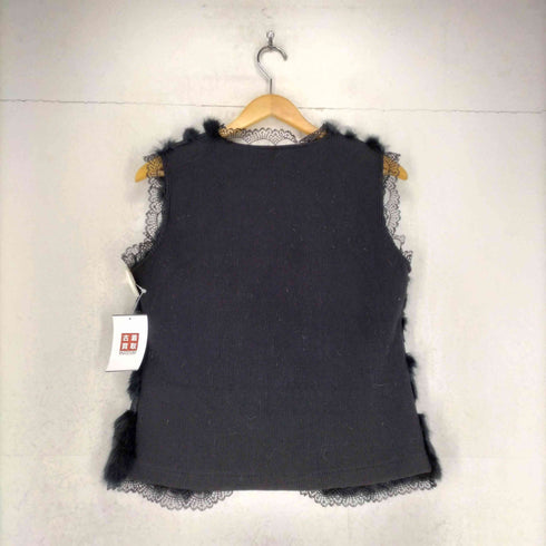 SPLEN DEUR rabbit fur ラビットファー切替レースデザインベスト レディース M