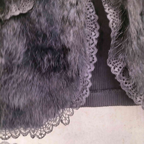 SPLEN DEUR rabbit fur ラビットファー切替レースデザインベスト レディース M