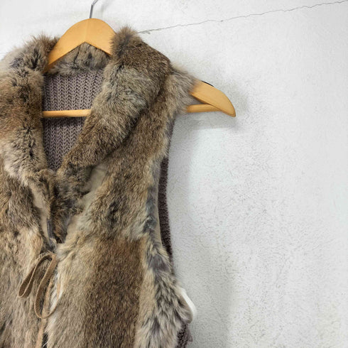 rabbit fur ラビットファー切替ベスト レディース M