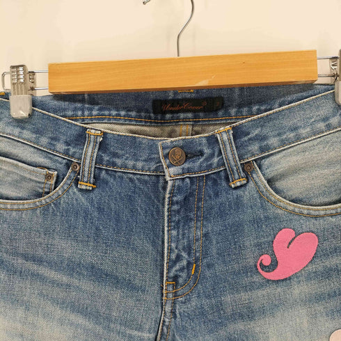アンダーカバー UNDERCOVER 05AW Arts&Crafts期 ダメージ加工 ハート刺繍 デニム レディース JPN:2