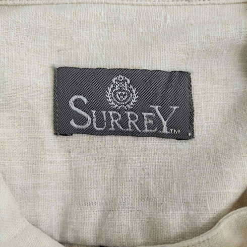 SURREY コットンリネン 長袖 バンドカラーシャツ メンズ 16 1/2