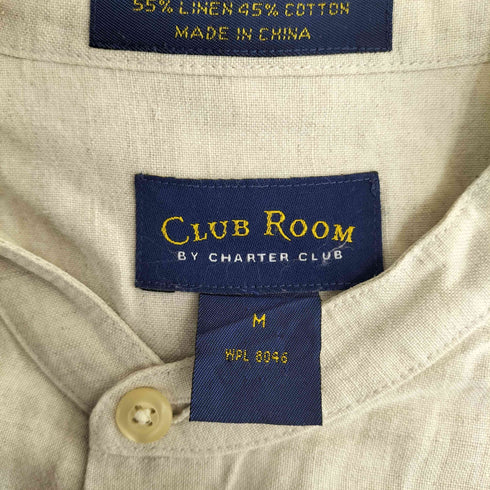 クラブルーム CLUB ROOM コットンリネン 長袖 バンドカラーシャツ メンズ import:M