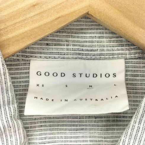 GOOD STUDIOS ステッチ ストライプ柄 リネン オーガニックコットン 半袖シャツ メンズ JPN:M