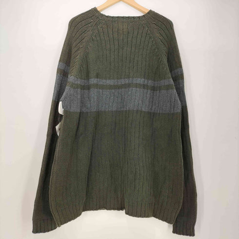 エディーバウアー Eddie Bauer 90s ラグラン ボーダー リブ コットンニット セーター メンズ import:L