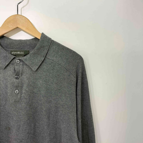 エディーバウアー Eddie Bauer 00s フリーダムスリーブ コットンナイロン L/S ニット ポロシャツ メンズ import:M