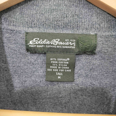 エディーバウアー Eddie Bauer 00s フリーダムスリーブ コットンナイロン L/S ニット ポロシャツ メンズ import:M