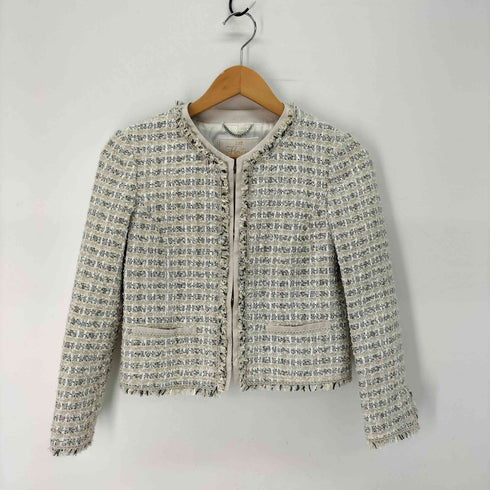 ニジュウサンク 23区 LINTON フックボタン ノーカラー ツイード ジャケット & ツイード スカート レディース JKT:32/SKT:34