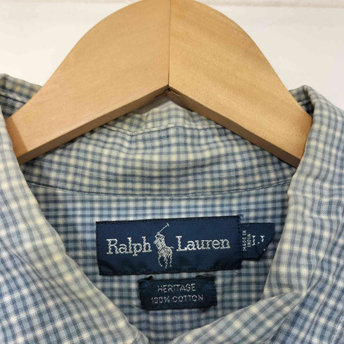 ラルフローレン RALPH LAUREN 90s HERITAGE ポニー刺繍 チェック S/S ボタンダウン シャツ 半袖 メンズ LL