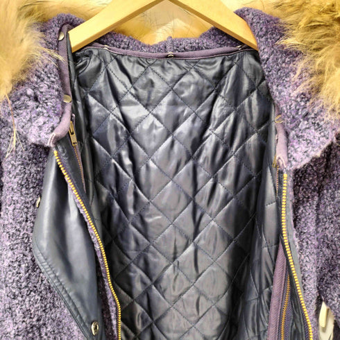 エルパリ ELLE PARIS チャイニーズラクーンファー キルティングライナー付き ウール混ボアコート レディース FR:38