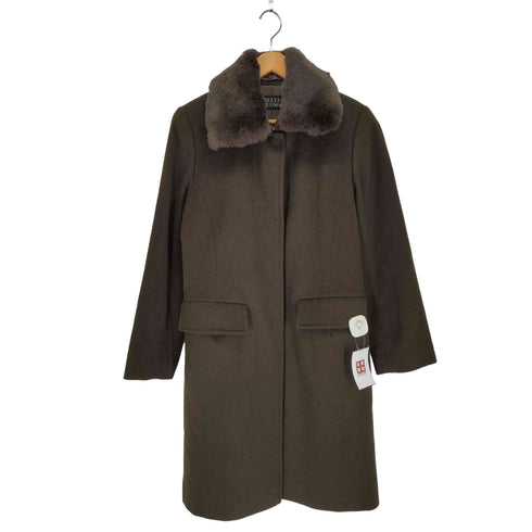 ベルタボーノ BELTA BUONO cashmere カシミヤ混襟ファー比翼ステンカラーコート レディース