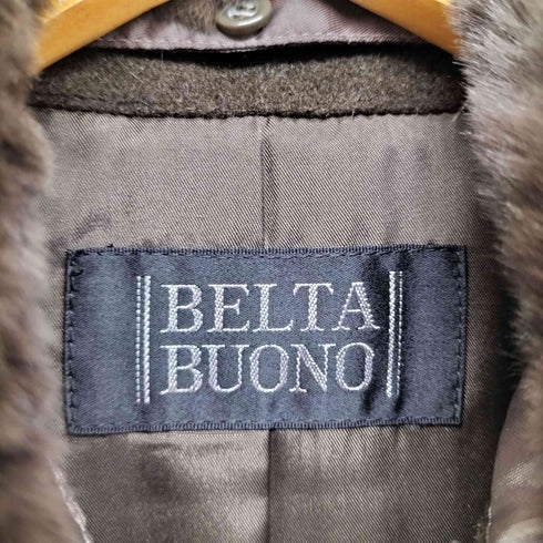ベルタボーノ BELTA BUONO cashmere カシミヤ混襟ファー比翼ステンカラーコート レディース