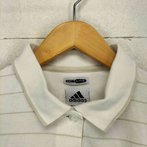 アディダス adidas 00s ボーダー柄袖ロゴ刺繍ポロシャツ Y2K レディース M