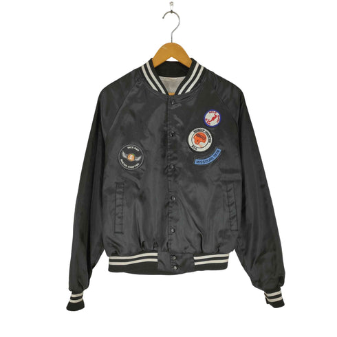 アーバンスポーツウェア AUBURN SPORTSWEAR 90s USA製 ワッペンデザインサテンスタジャン メンズ