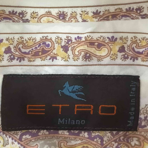 エトロ ETRO ペイズリー柄 総柄 ストライプ L/S シャツ メンズ import:L