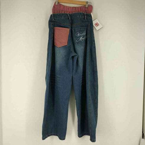 ATTITUDE MAKES STYLE チェック柄 レイヤードデニムパンツ レディース