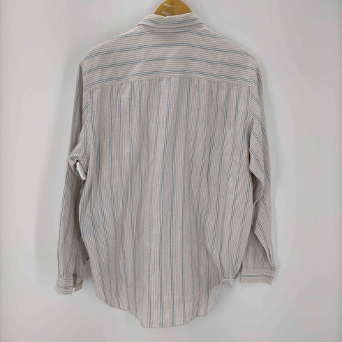 エンポリオアルマーニ EMPORIO ARMANI 90S 織り 刺繍 ストライプ プリーツポケット ボタンダウン L/S シャツ メンズ import:L