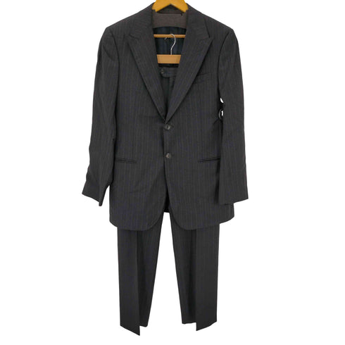 ジョルジオアルマーニ Giorgio Armani 10S イタリア製 VIRGIN WOOL バージンウール ストライプ 2B テーラード ノータック スラックス パンツ スーツ セットアップ メンズ 50