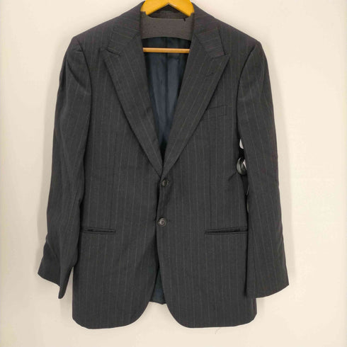 ジョルジオアルマーニ Giorgio Armani 10S イタリア製 VIRGIN WOOL バージンウール ストライプ 2B テーラード ノータック スラックス パンツ スーツ セットアップ メンズ 50