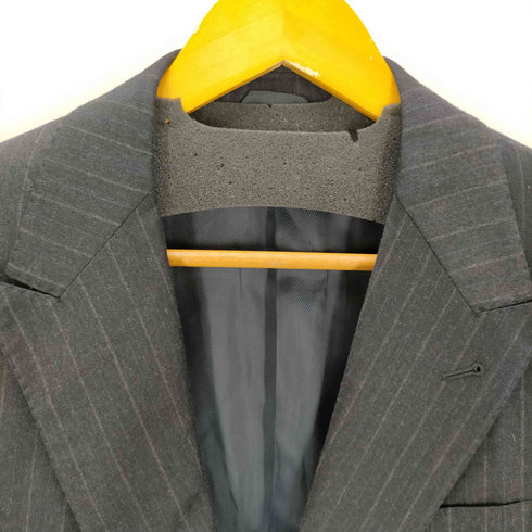 ジョルジオアルマーニ Giorgio Armani 10S イタリア製 VIRGIN WOOL バージンウール ストライプ 2B テーラード ノータック スラックス パンツ スーツ セットアップ メンズ 50