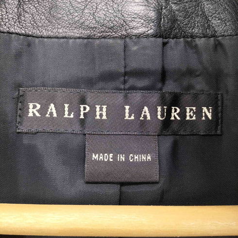 ラルフローレン RALPH LAUREN ラムレザー シングルライダースジャケット レディース