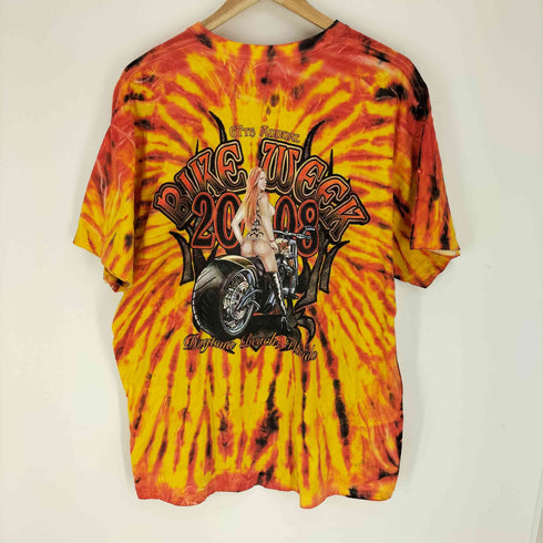 ギルダン GILDAN ヘビーコットン タイダイ染め バイクイベント 両面プリント クルーネック S/S Tシャツ メンズ import:XL