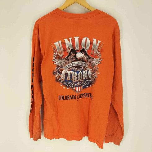 ベイサイド BAYSIDE 90S USA製 US労働組合 ワシ 鷲 アニマル エンブレム プリント L/S クルーネック Tシャツ メンズ import:L