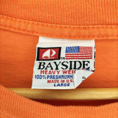 ベイサイド BAYSIDE 90S USA製 US労働組合 ワシ 鷲 アニマル エンブレム プリント L/S クルーネック Tシャツ メンズ import:L
