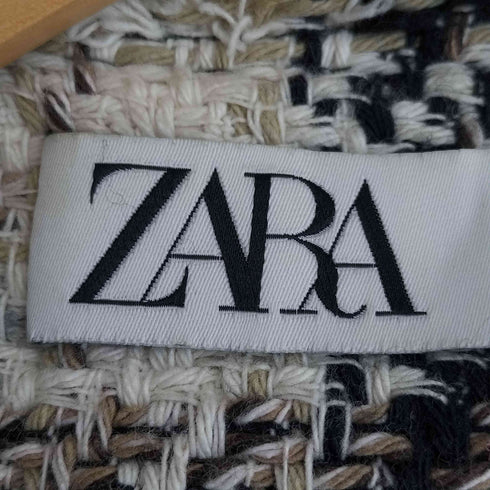 ザラ ZARA 金ボタン テクスチャーチェック ミックスツイードジャケット レディース import:S