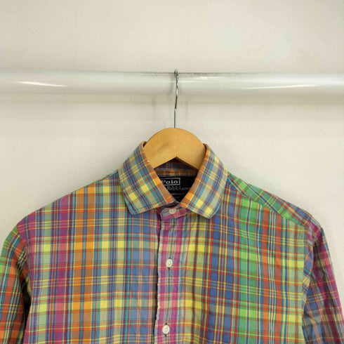 ポロバイラルフローレン Polo by RALPH LAUREN REGENT CUSTOM FIT マドラスチェック L/S シャツ メンズ import:S