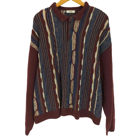 ペルーシュ Perushu ロゴ 刺繍 3D ニット L/S ポロシャツ メンズ JPN:M