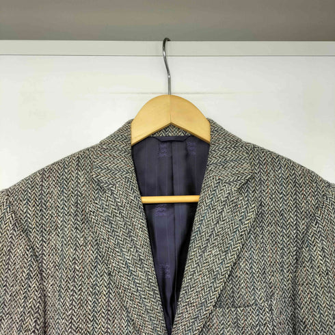 ケントアンドカーウェン KENT&CURWEN ヘリンボーン Harris Tweedウール 2Bテーラードジャケット メンズ