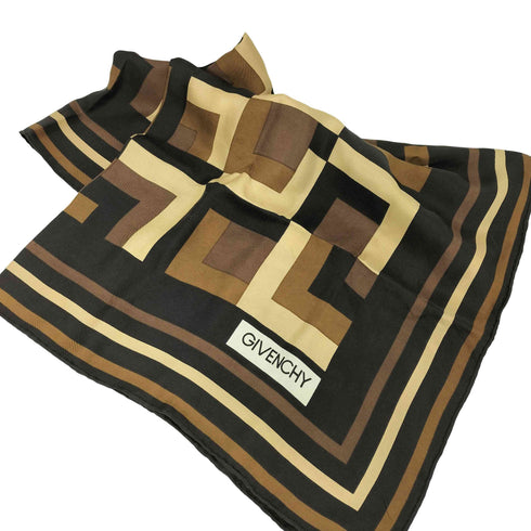 ジバンシィ GIVENCHY シルク100 幾何学柄 スカーフ レディース