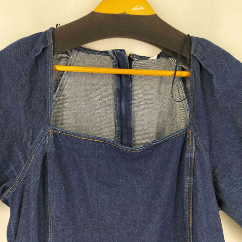 ザラ ZARA スクエアネックロングデニムワンピース レディース import:L
