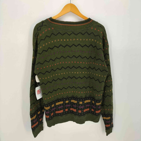 シアーズ Sears 80S カナダ製 総柄 Vネック ニット メンズ