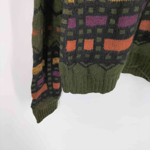 シアーズ Sears 80S カナダ製 総柄 Vネック ニット メンズ