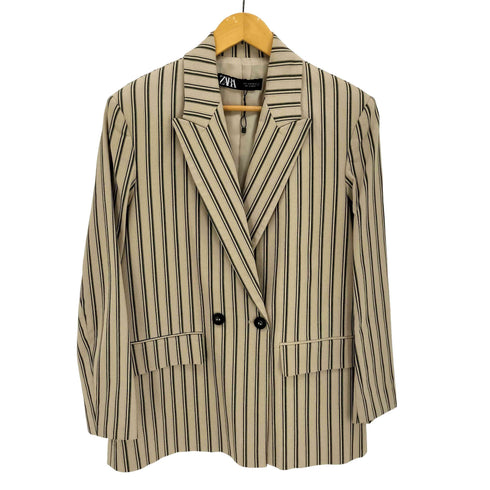 ザラ ZARA ストライプ ダブルブレスト テーラードジャケット レディース import:S
