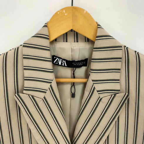 ザラ ZARA ストライプ ダブルブレスト テーラードジャケット レディース import:S