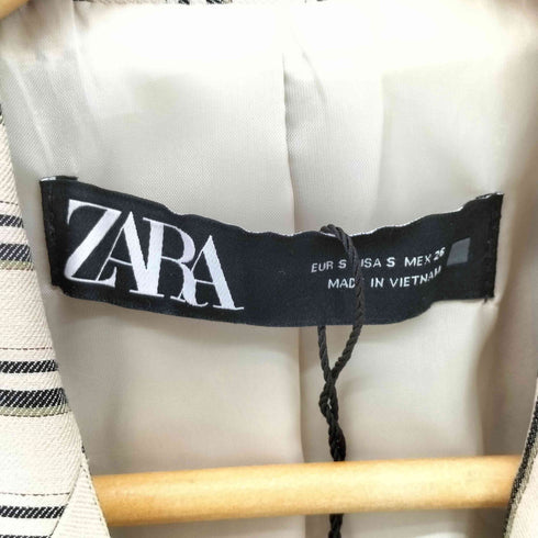 ザラ ZARA ストライプ ダブルブレスト テーラードジャケット レディース import:S