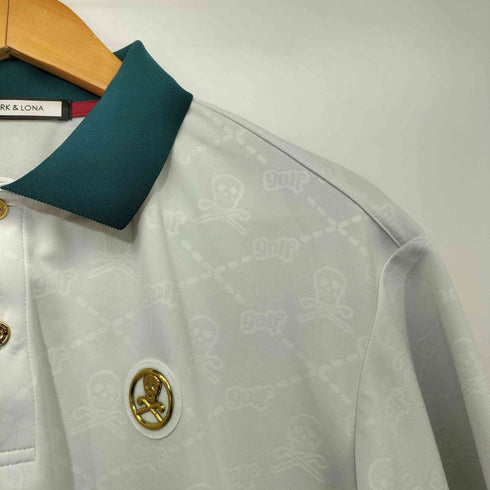 マークアンドロナ MARK&LONA Ruler Polo 総柄 エンボス加工 ロゴエンブレム ポロシャツ メンズ JPN:44