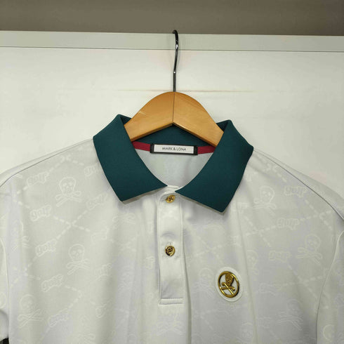 マークアンドロナ MARK&LONA Ruler Polo 総柄 エンボス加工 ロゴエンブレム ポロシャツ メンズ JPN:44