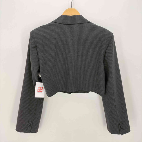 ザラ ZARA ピンストライプ クロップド テーラード ジャケット レディース import:L