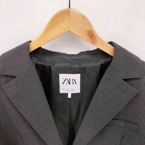 ザラ ZARA ピンストライプ クロップド テーラード ジャケット レディース import:L