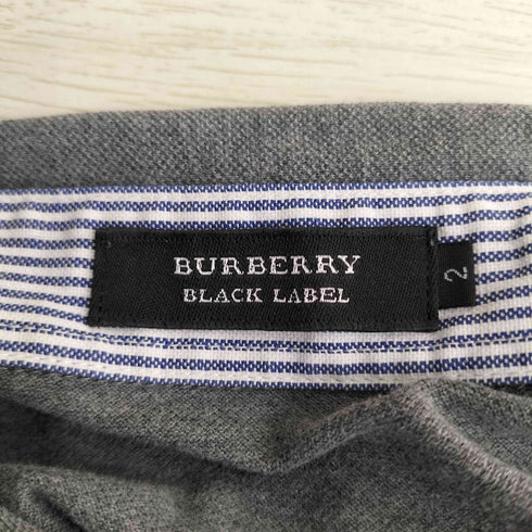 バーバリーブラックレーベル BURBERRY BLACK LABEL ロゴ刺繍 コットン 鹿の子 半袖ポロシャツ メンズ JPN:2