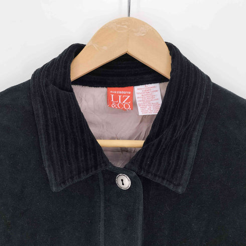 liz&co ベロア コーデュロイ 太畝 切替 シャツ ジャケット カバーオール レディース import:L