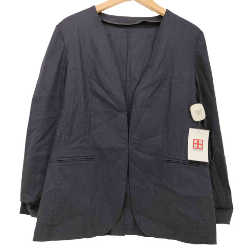 ニジュウサンク 23区 リネン混 ノーカラージャケット レディース JPN:40