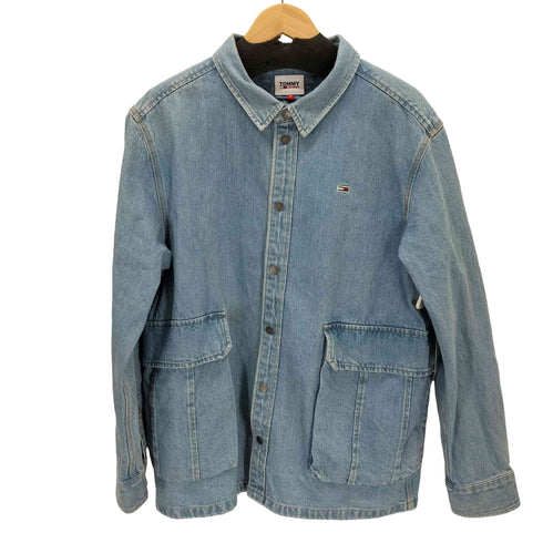 トミージーンズ tommy jeans ロゴ刺繍 デニムシャツジャケット メンズ import:M
