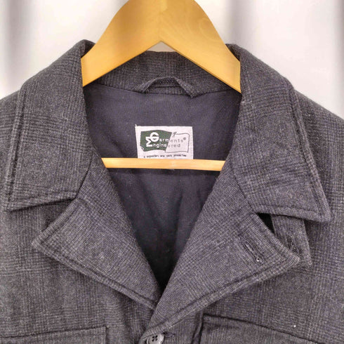 エンジニアードガーメンツ Engineered Garments ダブルジップ ウール チェック ノーカラージャケット メンズ M